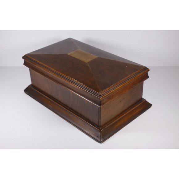 Antique wooden box, sarcophagus shaped jewelry box, desk storage box - Picture 1 of 10